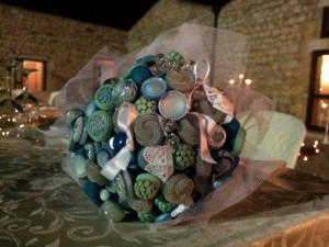 bouquet di bottoni fiocchi di riso